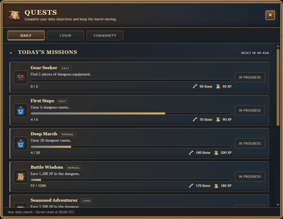 The Quests window